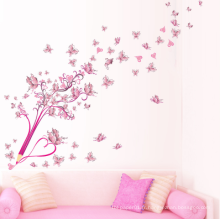 Volant Rose Papillon Fleur De Fleur Crayon Arbre Amovible Salon Filles Chambre Sticker Mural DIY Décor À La Maison Sticker Mural